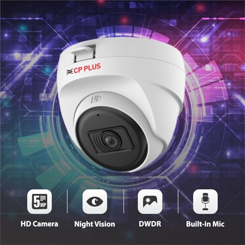 Image of CP PLUS 5MP Dome CCTV Camera | 3.6mm Lens | 30M Smart IR Night Vision | Built-in Mic | DWDR | 2D DNR | BLC | Analog 4-in-1 Output AHD /TVI /CVI /CVBS | Indoor Surveillance Dome Camera | CP-URC-DC51PL3C