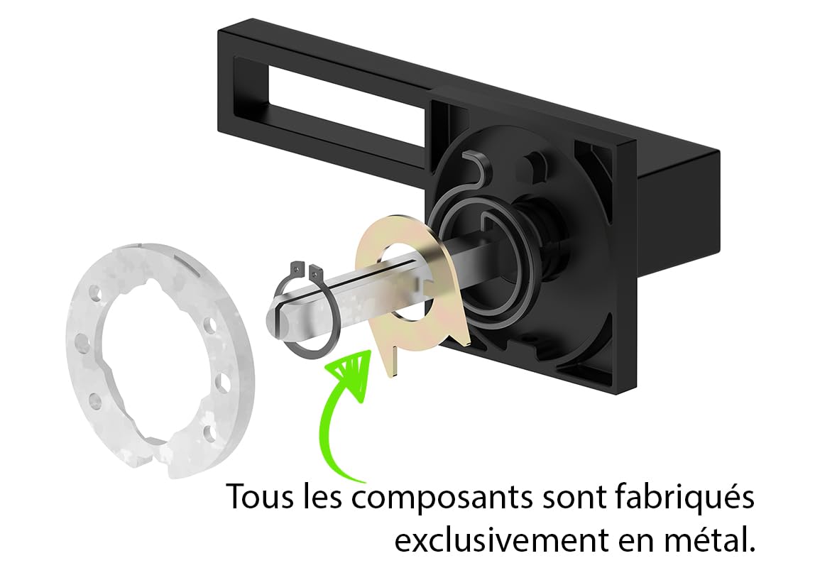 ERGO line Design moderne, poignée de porte noire TOMMY, pour portes d'intérieur à clé, la silhouette ultra-fine, poignée carrée noire mate, garnitures de porte, poignée