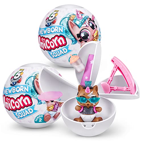 5 Surprise Unicorn Squad Series 5 - Newborn Unicorn Squad by ZURU (2 Pack) Exclusive and Mystery Collectibles Toys White/Light Blue