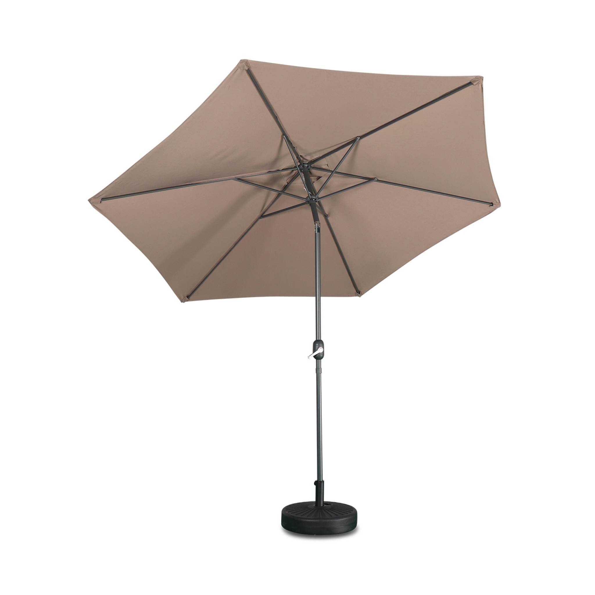 Alice's Garden - Parasol droit rond Ø300cm - Touquet Taupe - mât central en aluminium orientable et manivelle d'ouverture