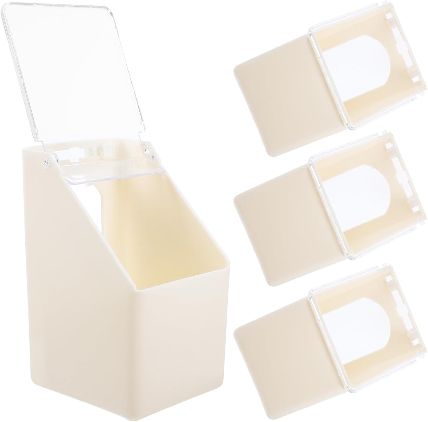 Kichvoe 4pcs Pigeon Hanging Feeder Cups with Lid Multi-Functional Food and Water Dispenser Large Capacity Beige Feed Tray for Cage and Aviary Bird Feeding Supplies