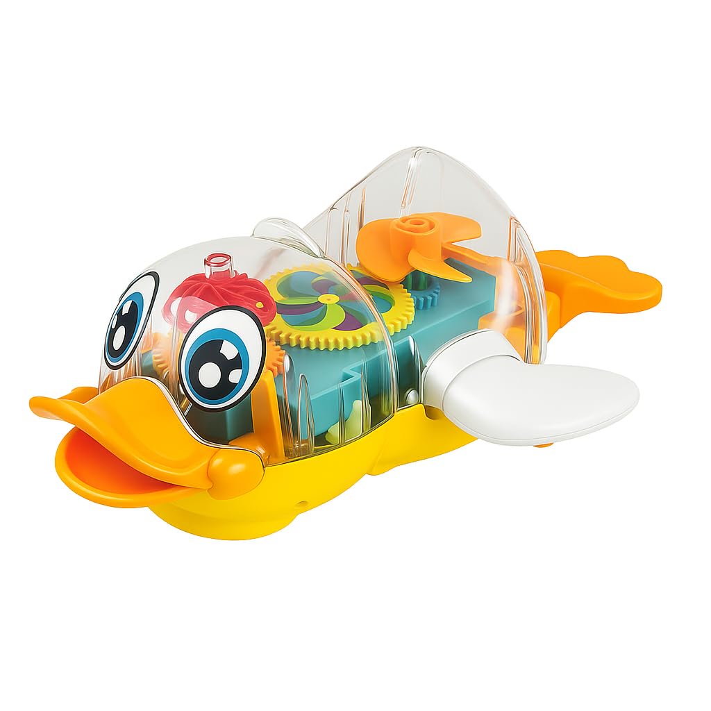 Fitto Electric Transparent Concept Gear Duck, Music Interactive, Universal Walking, Early Education Vehicle, Gift Toys for Children