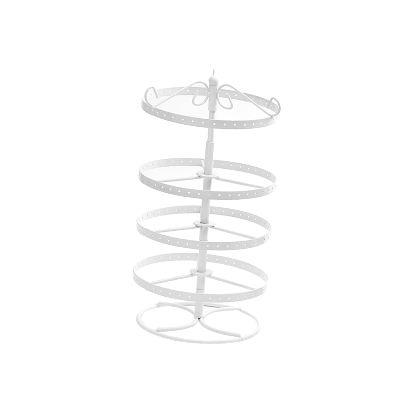 Espositore per Orecchini in Metallo Girevole a 4 Livelli 168 Fori | Bianco, 1 Pezzo, Design Semplice ed Elegante, per Organizzare e Tenere in Ordine i Gioielli