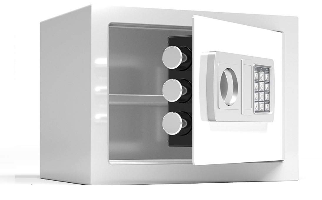 Rubik Safe Deposit Box, A4 Document Size Vault Safe Box with Key and Pin For Money Documents Home Office RBGX-25A (25x35x25cm, White)