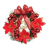 Decoraciones de Navidad, corona de bienvenida para puerta delantera de Navidad, 30 cm, regalo de Navidad, decoración de árbol, pegatinas de ventana, decoración de Navidad al aire libre, calcetín