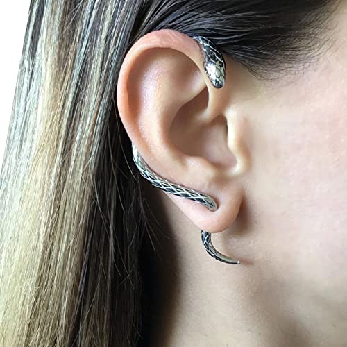 Gothic Gold Snake Shape Earrings - Punk Snake Stud Cuff Earring for Women2