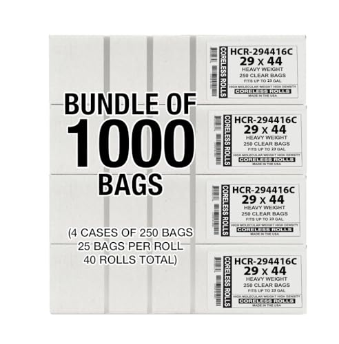 Image of Aluf Plastics 26 Gallon16 Micron (eq) Clear Trash Bags 29 inch x 44 inch 1000 Count