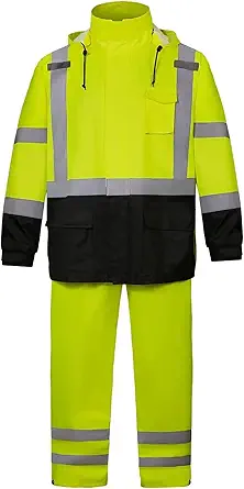 SRsafety High Visibility Rain Gear, Class 3 High Visibility Work Rain Gear for Men, Construction Rain Suits