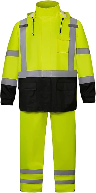 SRsafety High Visibility Rain Gear, Class 3 High Visibility Work Rain Gear for Men, Construction Rain Suits