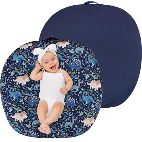 Newborn Lounger Cover for Boys Girls, Soft Comfortable Baby Lounger Cover 1 Pack Reversible Removable Fleece Slipover for Infant Lounger Pillow, Dinosaur (Cover Only)