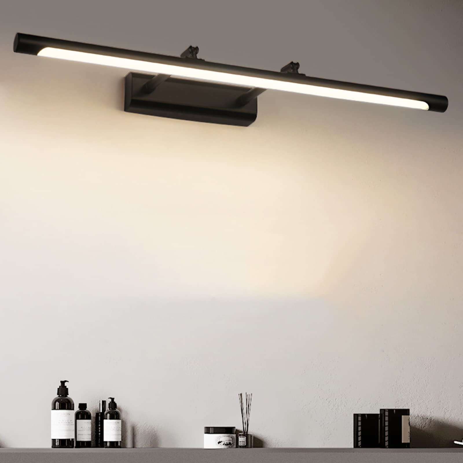 Höflichkeitsbeleuchtung Kreatives Rundrohr Bipolarer künstlerischer Spiegel einziehbares Frontlicht Schwarz Minimalist Badezimmer Wasserdicht Nebelscheinwerfer Drehbarer Kopf Spiegel Schrank Lampe