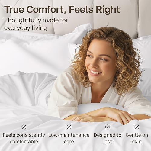 Image of California Design Den Twin Size Sheet Set - 100% Cotton, 500 Thread Count Sateen, Deep Pocket Bed Sheets with Fitted Elastic Sheet, Extra Soft Luxury - Ivory (Creamy Beige Tone)