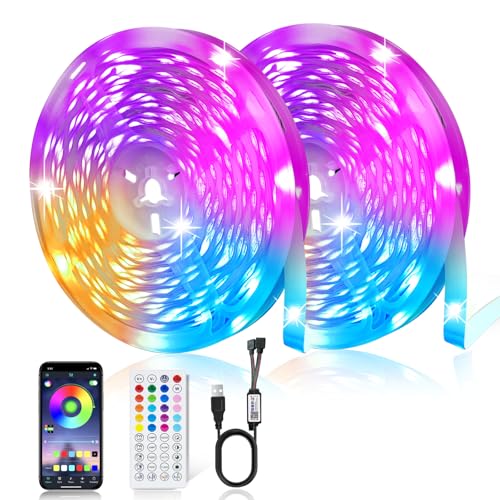 PSTAR Ruban LED 30M, RGB Bande LED Bluetooth Smart App Contrôle, 16 Millions de Couleurs avec Télécommande, Synchroniser avec Rythme de Musique, pour Décoration, Bar, Mariage, Chambre, Fête