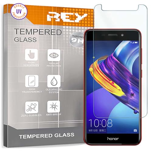 REY Protector de Pantalla para Huawei Honor V9 Play-Honor 6C Pro, Cristal con Doble Protección UV, Vidrio Templado Premium 9H+