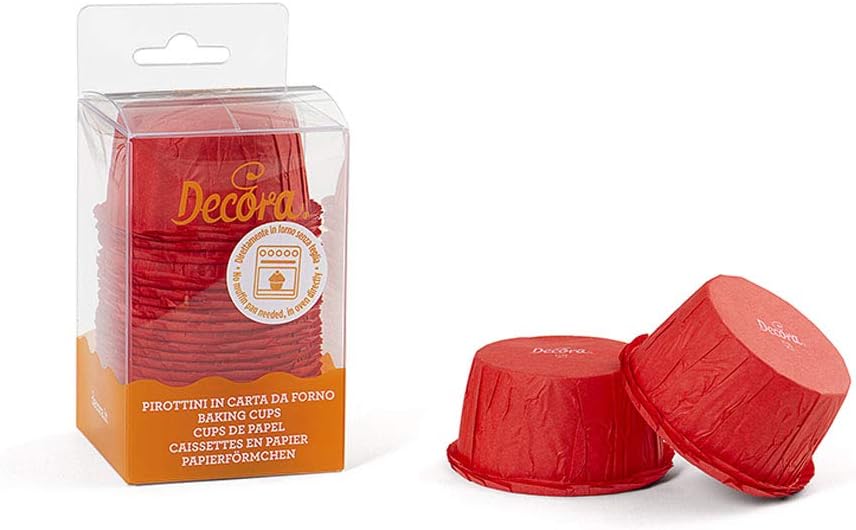 0 Decora Red Crumpled Muffin Cases 55 x 35 mm Pack of 25