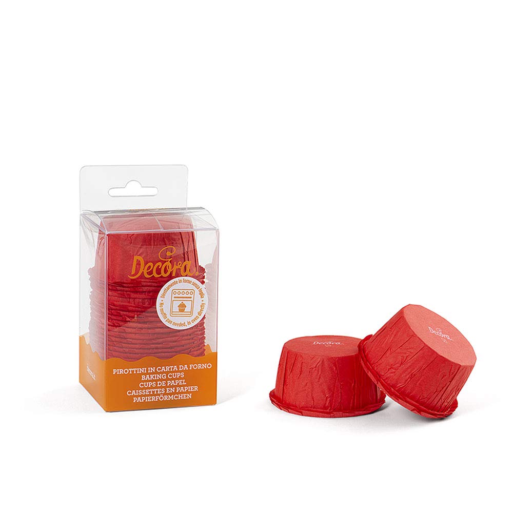 DECORA 0339806 25 RED Ruffled Baking Cups 55 X 35 MM, Carta da Forno