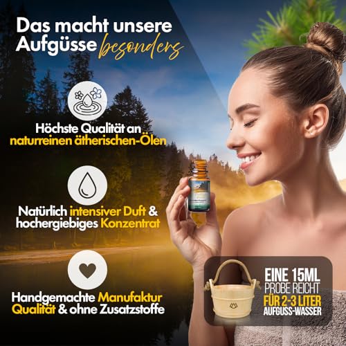 NORDHOLZ® Saunaaufguss Discovery Box 24x15ml [ #25-#48 NATURREINE ÄTHERISCHE ÖLE] Sauna Aufgussmittel - Sauna Aufguss aus Franken - Sauna Zubehör 3