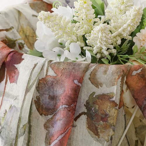 Image of OWENIE Crushed Kitchen Window Curtains 45 Inches Length 2 Panels, Elegant Farmhouse Printed Short Semi Sheer Curtains for Cafe Bathroom Bedroom, Light Filtering Rod Pocket Curtain, 42Wx45L inch