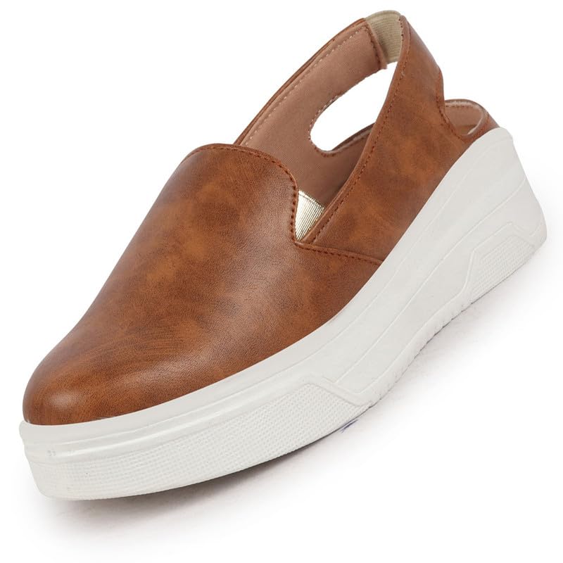 FAUSTO FST 1348 TAN-38 Womens Tan Height Enhancer Elastic Closure Back Strap Platform Heel Slip On Shoes|Stylish|Chunky|Weekend|Classic Sneaker Shoes (5 UK) (B0D3VDT3MP) Amazon Price History, Amazon Price Tracker