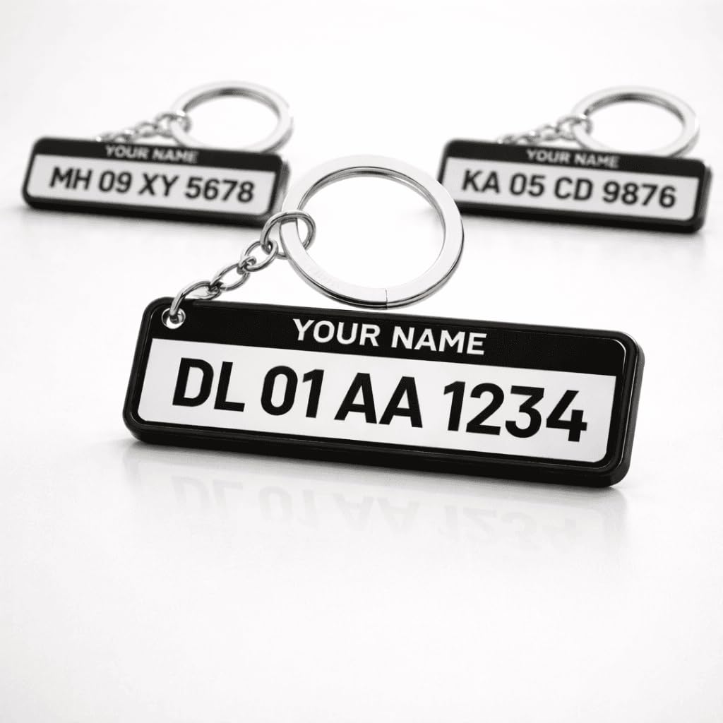 Custom Car/Bike Number Plate Keychain – Personalized Name & Number Keychain, Vehicle Number Plate Keyring, Stylish Gift for Men & Women-image-9
