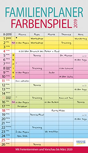 Farbenspiel 27 x 47 240519 2019: Familienkalender, 5 breite Spalten, guter Überblick durch farblich Farbenspiel 27 x 47 240519 2019: Familienkalender, 5 breite Spalten, guter Überblick durch farblich