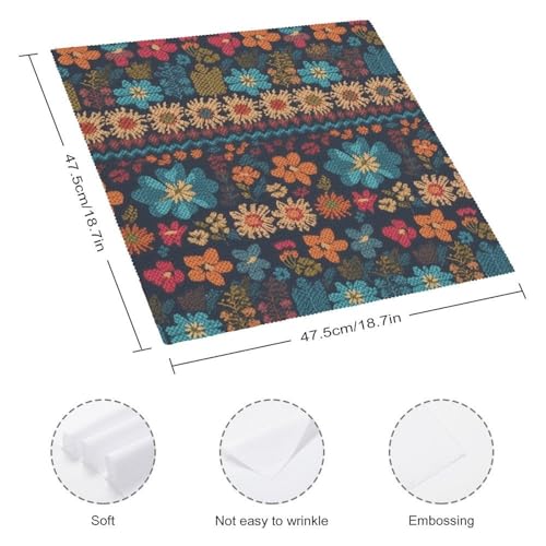 Servilletas de tela cuadradas de patrón tejido colorido 4 pcs miniatura 2