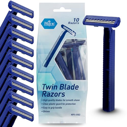 MED PRIDE Disposable Razors 10-Pack| Twin Blades & Easy Grip For Max Control & Smoothness| Unisex Smooth & Comfortable Shaving Care for Men & Women