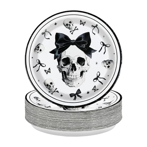 Greencian 50Pcs Skeleton Paper Plates 9 Inch Heavy...