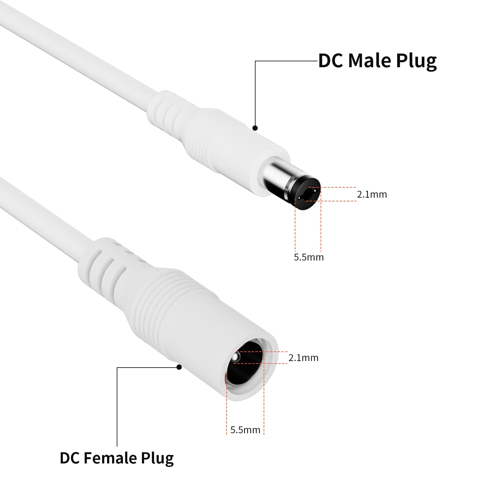 HuaLiSiJi Cavo di Prolunga DC Maschio a Femmina 12V 24V 18AWG DC 5.5x2.1mm Cavo per Elecamere di Sicurezza, Router, DVR, Striscia LED (Nero, 3m