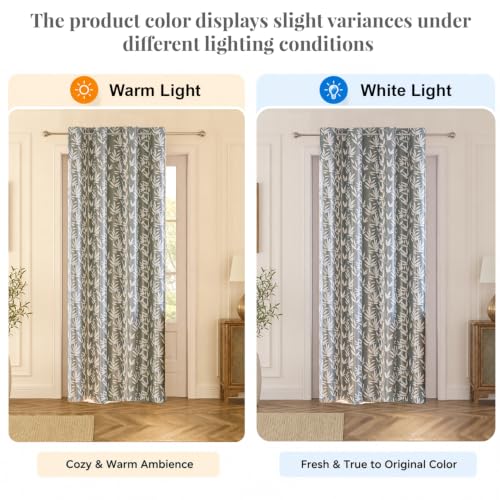 Image of HOKIPO Luxe Foliage Foil Printed Curtains 7 Feet Long 1 Panel, Slate Grey