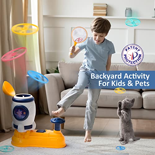 Indoor Outdoor Toys For Kids,Loreinta Flying Disc Launcher Toy 3 4 5 6 Year Old Kids With 8 Flying Saucers 2 Net Pockets Hand Eye Coordination Stem Toys For Kids Ages 4-8+ Gift For Birthday Christmas #TOP2