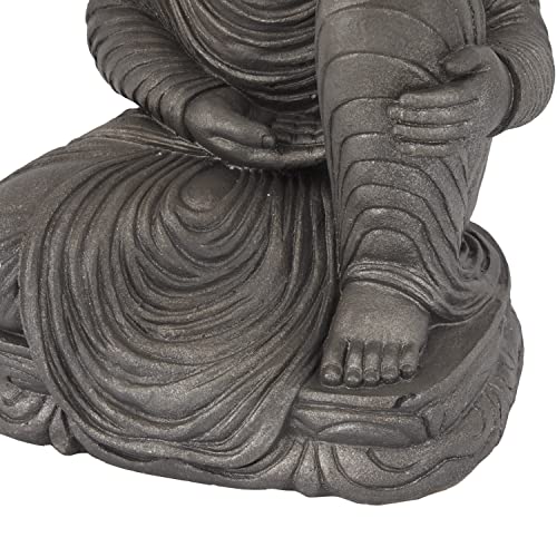 Deco 79 Magnesium Oxide Buddha Indoor Outdoor Meditating Garden Sculpture, 19" X 15" X 36", Silver #TOP4