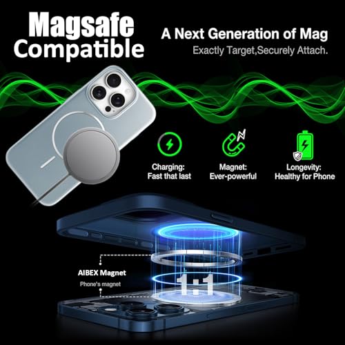 Image of AIBEX Ultra-Thin Mag-Saf Back Cover Case Compatible with iPhone 16 Pro Max| Slim Fit Scratch-Resistant Matte | Magnetic Wireless Charging | Microfibre Lining | Camera Protection (PC Material) - Silver