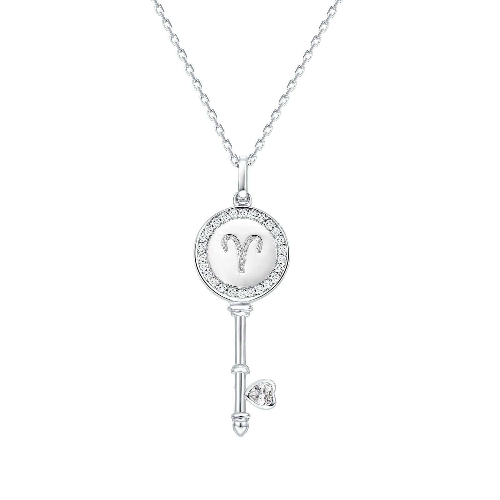 Presentski Zodíaco Collar Plata de Ley 925 llave Colgante Collar para Mujere 12 Signos Constelaciones Astrológicos Collars Regalos de Joyas para Mujeres Niñas