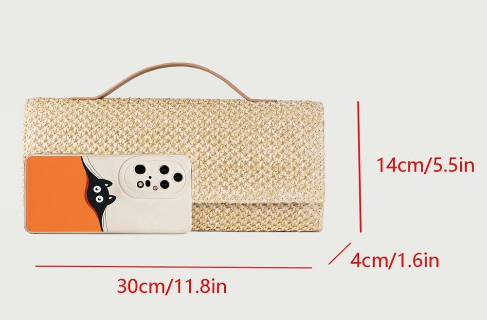 Straw Evening Clutch Purse Woven Envelope Cross-body Bag Women Travel Chain Purse Square Top-Handle Bag for Party Wedding - Image 7