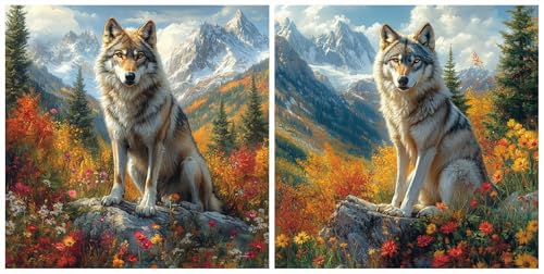 Diamond Painting Loup Grand Format Antistress | Kit Broderie Diamant Toile Adhésive 5D