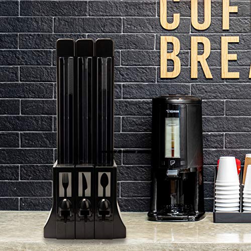 image for Mind Reader Refillable Utensil Dispenser, 3 Compartments, Black