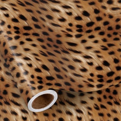 RUSPEPA Leopard Safari Wrapping Paper Roll Mini Roll Realistic African Cheetah Fur Pattern Gift Wrap for Women Men Birthday Wild Animal Theme Gifts 17 Inches x 16.4 Feet