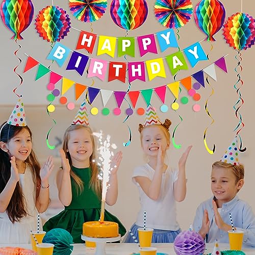 Anwyll Rainbow Birthday Party Decorations Kit for Kids Children Girls Boys,Colorful Birthday Party D