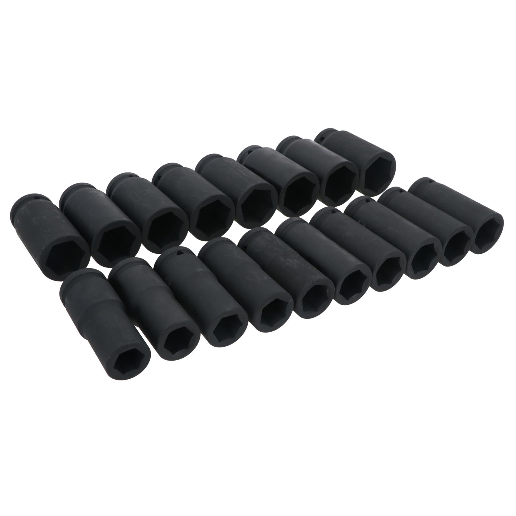Głębokie metryczne nasadki udarowe 3/10.2 cm 6-stronne pojedyncze sześciokątne 19 mm - 36 mm 18 szt