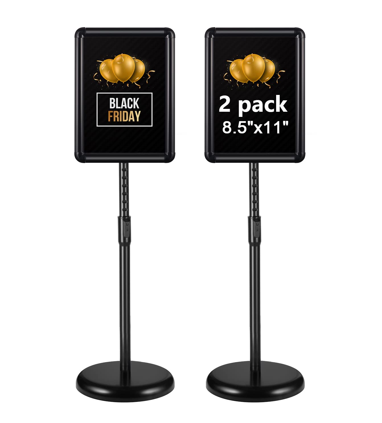 Support pour affiche A4 YOSE en aluminium noir réglable horizontal et vertical
