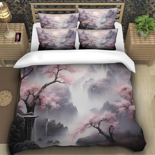Housse de couette nœuds roses 3D parure de lit microfire 220x240