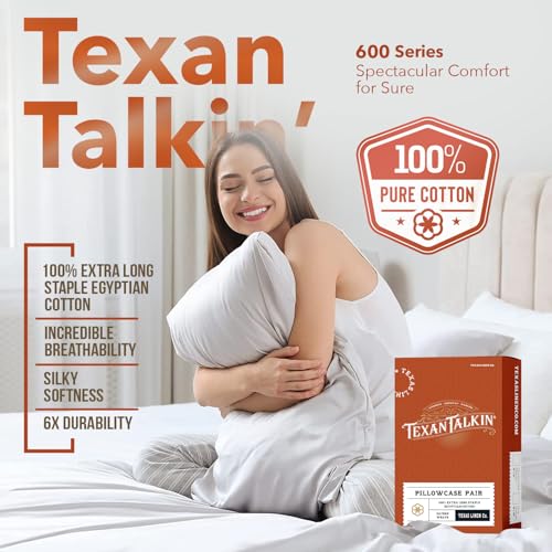 Image of TEXAS LINEN CO. 600 Series Egyptian Cotton Queen Pillow Cases Set of 2