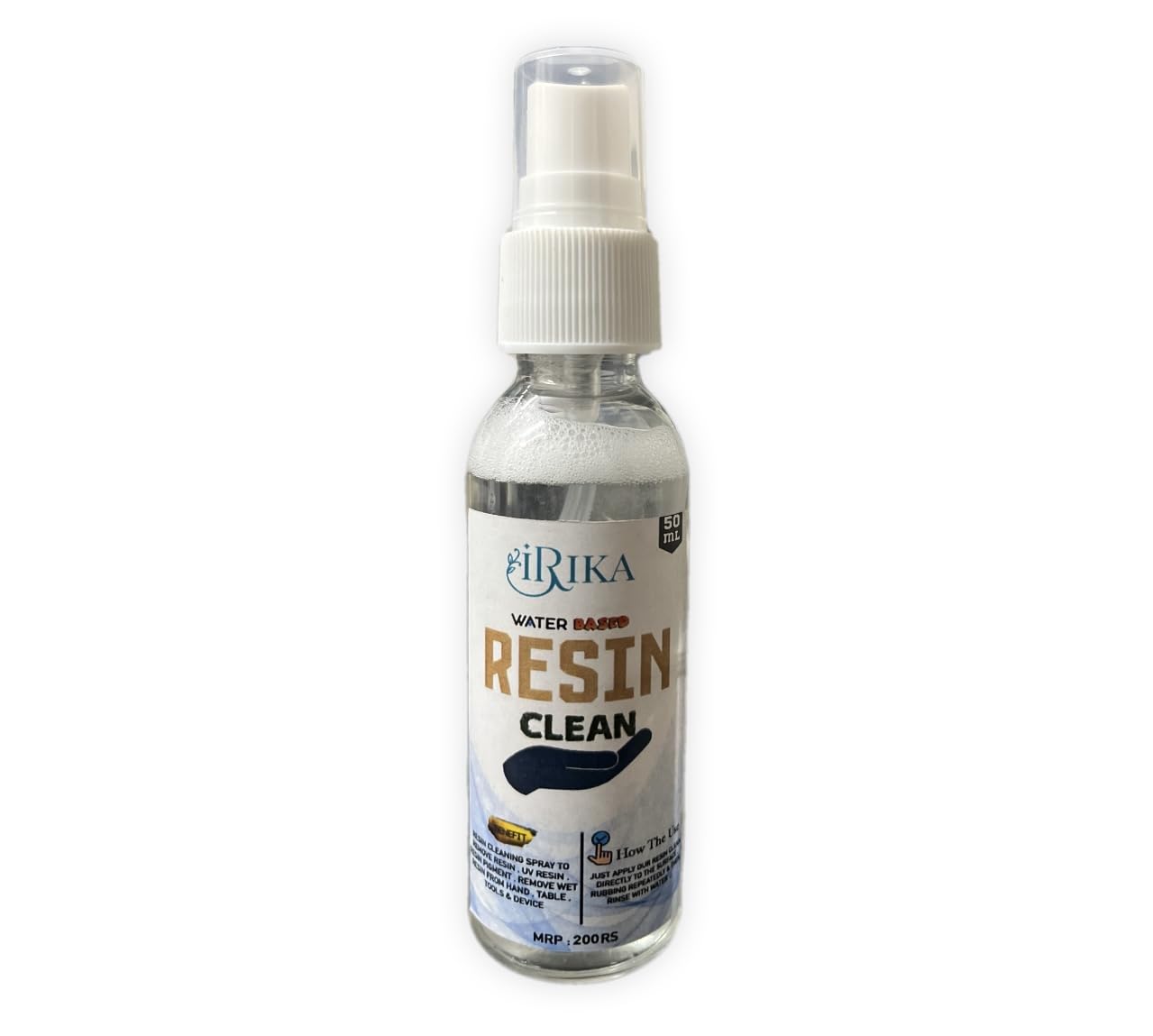 IRIKA Resin Cleaner - Safe & Effective Cleaning For Hands - Perfect For Art & Craft Resin Projects - Non Toxic - Water Based Cleaner - 50ML