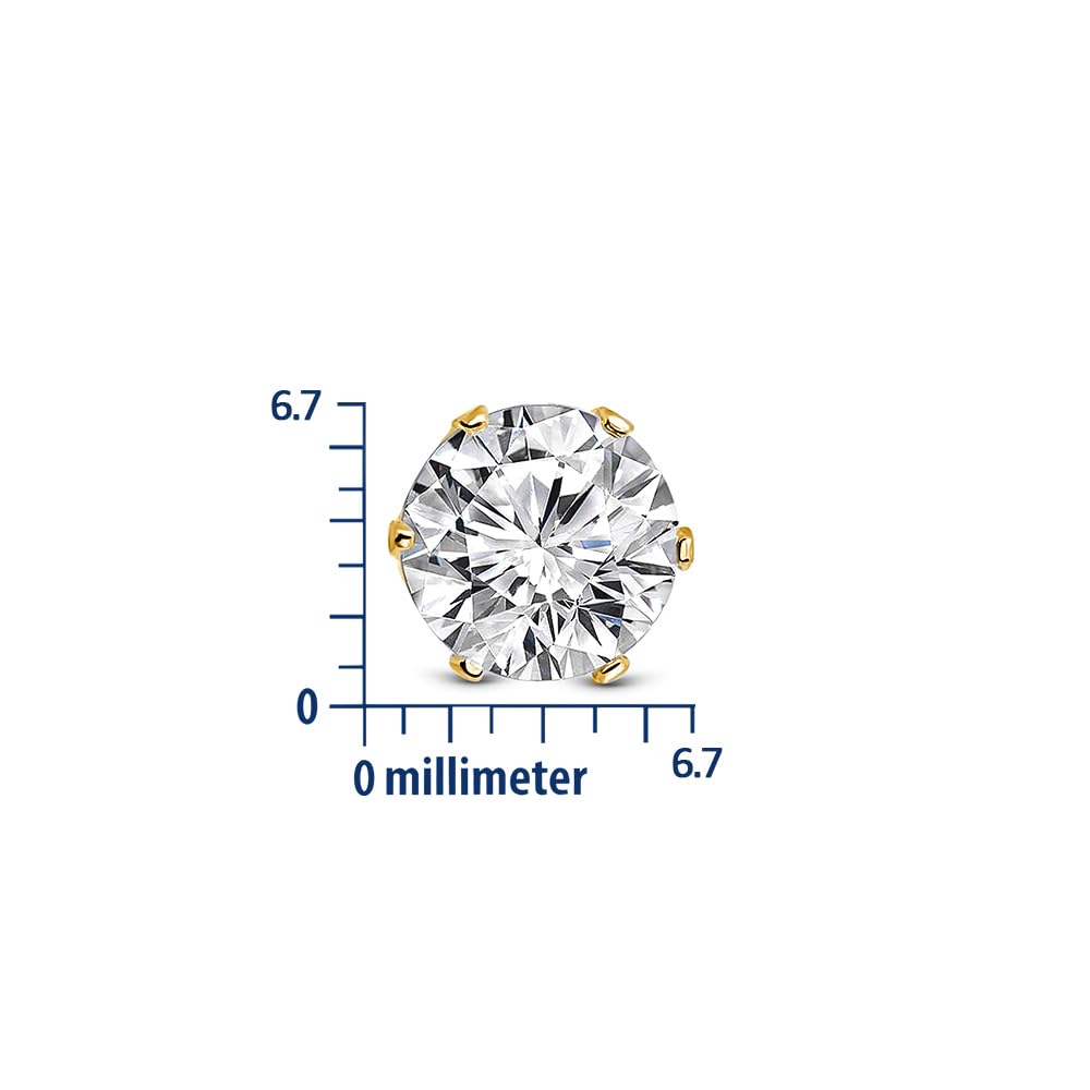 MIORE Schmuck Damen, Gelbgold/Weißgold 9 Karat 375, Goldene Ohrringe Damen 6mm, Ohrstecker Gold mit Rubin/Saphir/Zirkonia/Smaragd in Krappenfassung, Hypoallergene Ohrringe in hochwertiger Schmuckbox