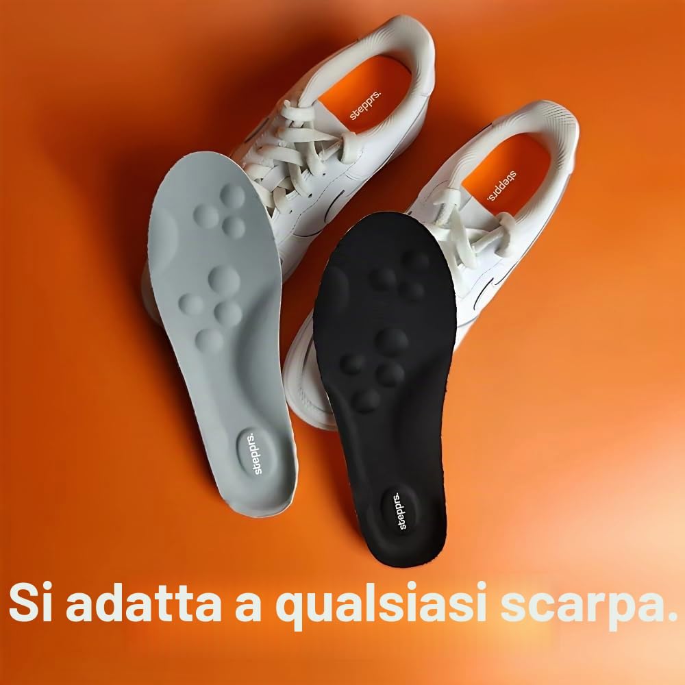 Originali Stepprs - Solette massaggianti con comfort potenziato, solette termiche in memory foam 4D con supporto per arco plantare per uomo e donna (arancione, EU 43-44)