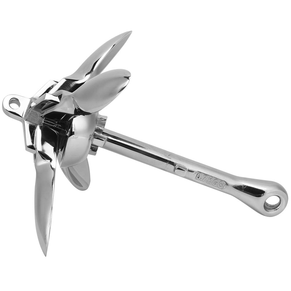 Ancla de Barco, Ancla Plegable de Acero Inoxidable 304, Ancla de Tornillo de Pilote Segura para Motos de Agua, Kayaks, pontones y embarcaciones Peque?as.