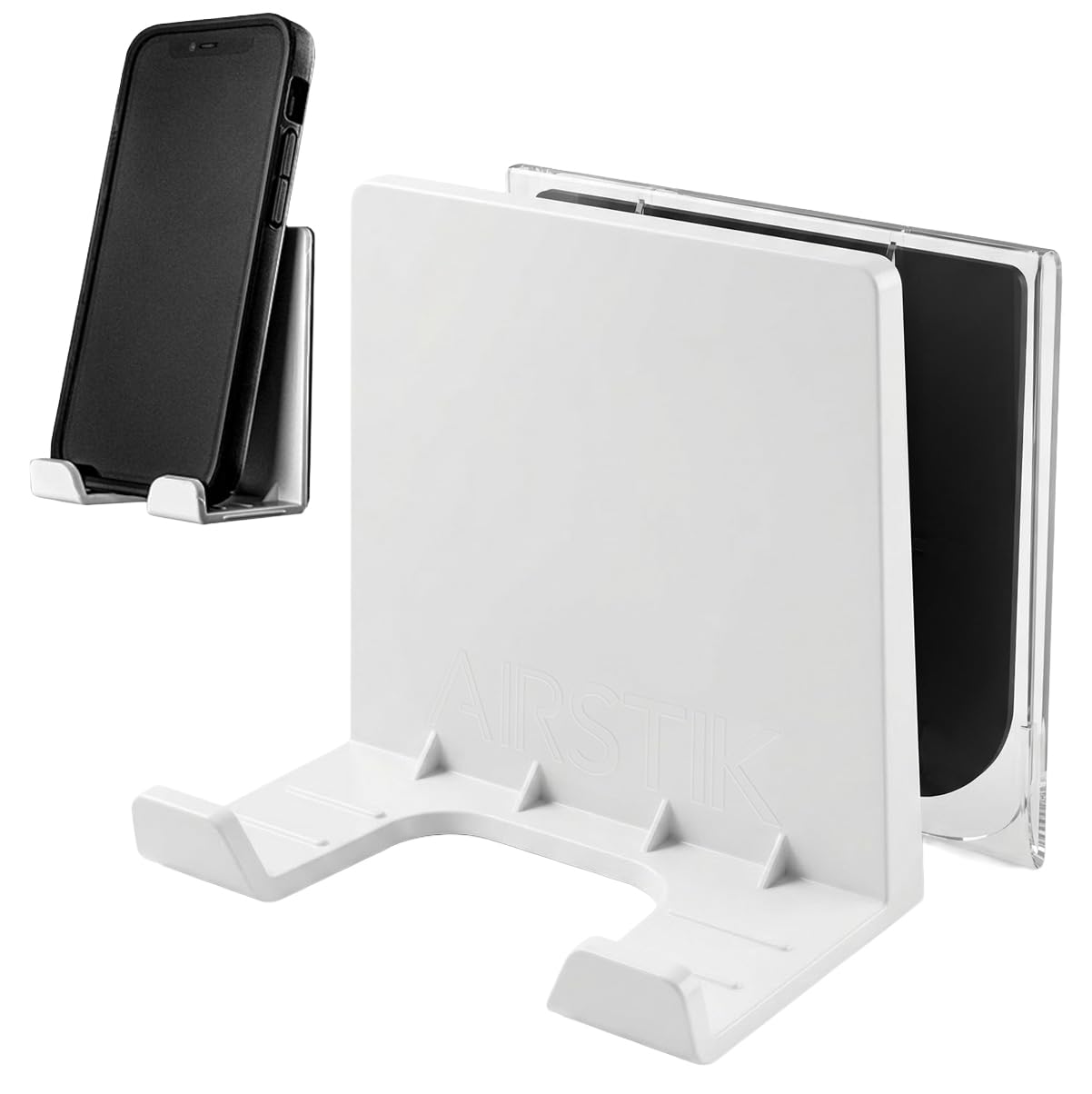 AIRSTIK Cell Phone Holder for Glass Shower, Mirror &amp; Window, White