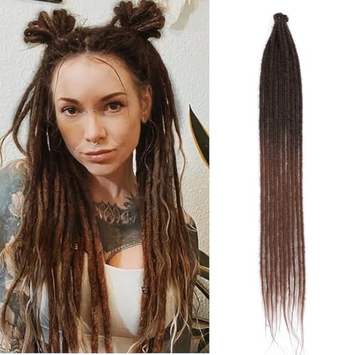 24 Inch Dreadlocks Extensions, 10 Mechones De Rastas Hippies De Un Solo Extremo Marrón, 0.6 cm De Ancho, Extensiones De Locs Estilo Reggae De Crochet Para Mujeres(SE 10 Strands 24inch, 1B/30)