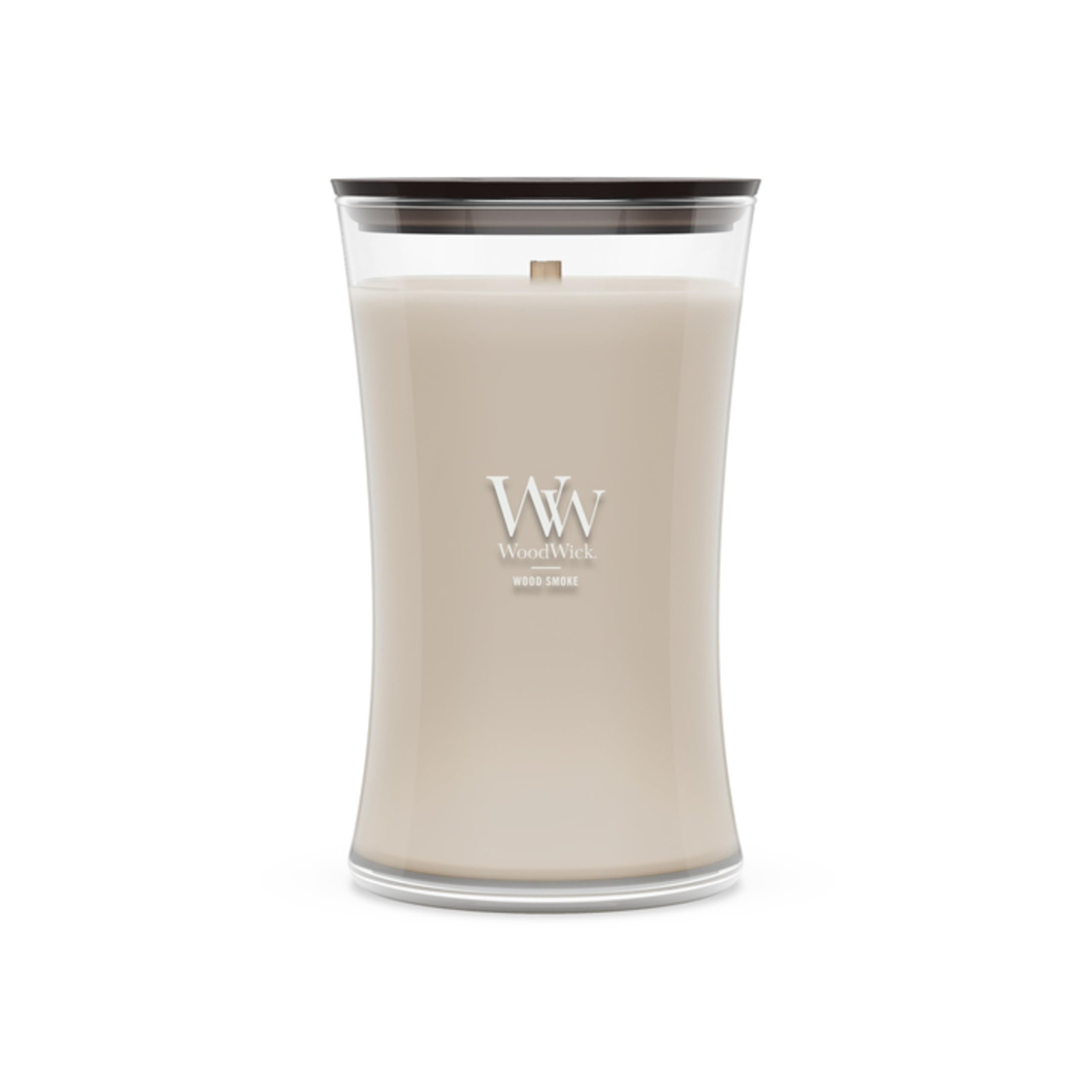 WoodWick Hourglass Vela Aromática en Tarro Grande, Gris (Wood Smoke), 610g